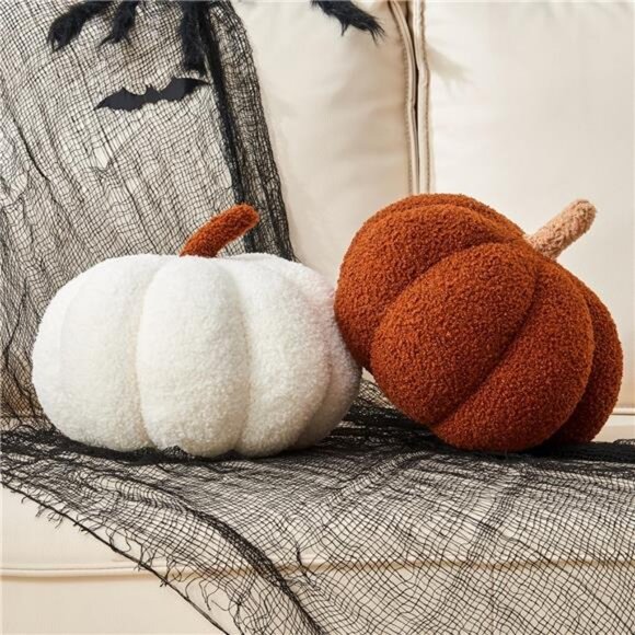 Pumpkin Pillow, 2 Pcs Halloween Pumpkin Throw Pillow 11.8 x 6 Inch - Picture 1 of 7